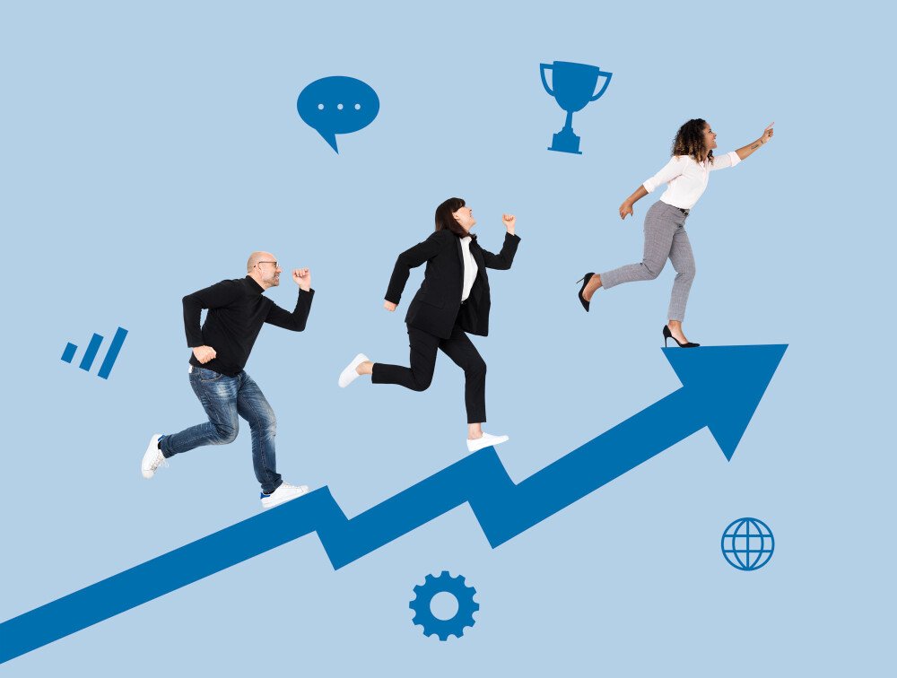 A group of people jumping in the air Description automatically generated with medium confidence