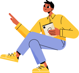 Seated Man with Tablet An image showcasing a man seated and using a tablet, highlighting a moment of focused engagement with digital technology.